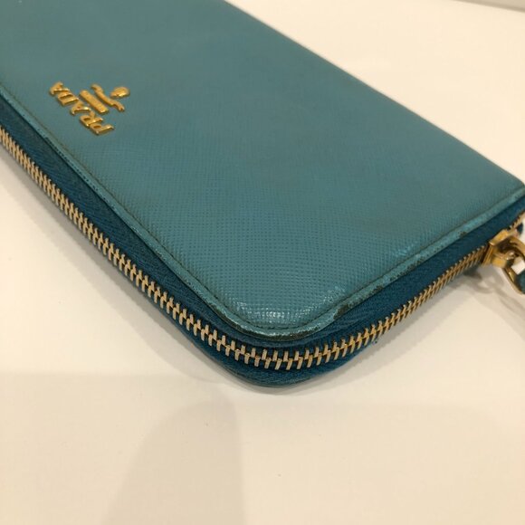 Prada Blue Zip Around Long Wallet Sku#84136 (Gently used) - Picture 8 of 15